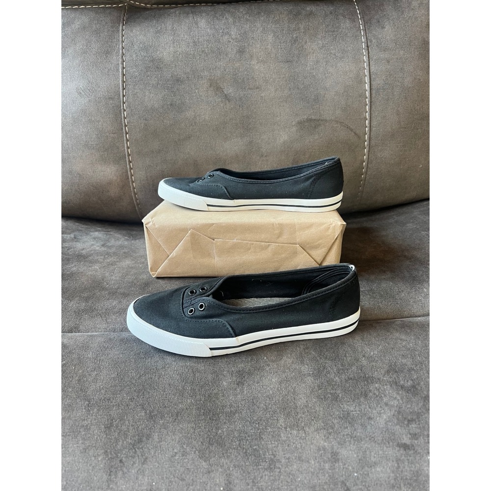 City Sneaks Black Canvas Slip-On Sneakers Women's Size 7.5 Casual Flats